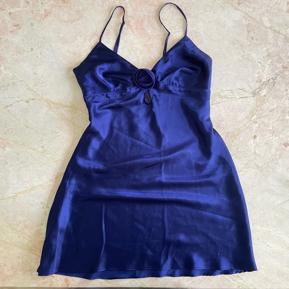 Vintage royal blue silk slip dress